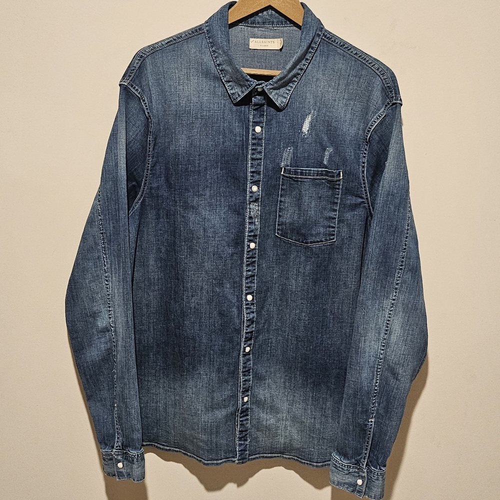 All Saints Blue Denim Shirt